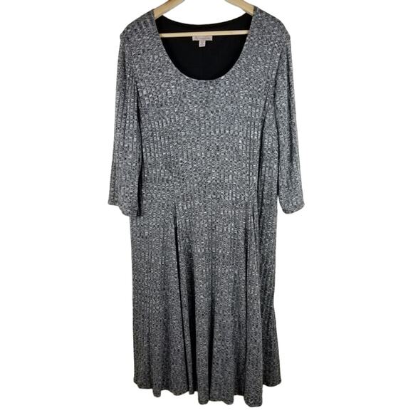 Dressbarn Heathered Gray Winter Dress w/ Removable Scarf Women 3X - Picture 3 of 7